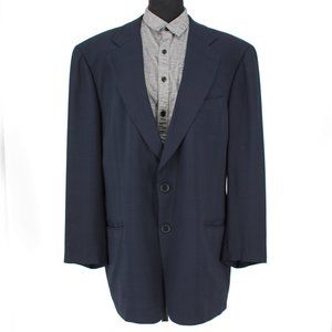 Ermenegildo Zegna Soft Silk Wool Blend Navy Check Suit Jacket Blazer size 52 42